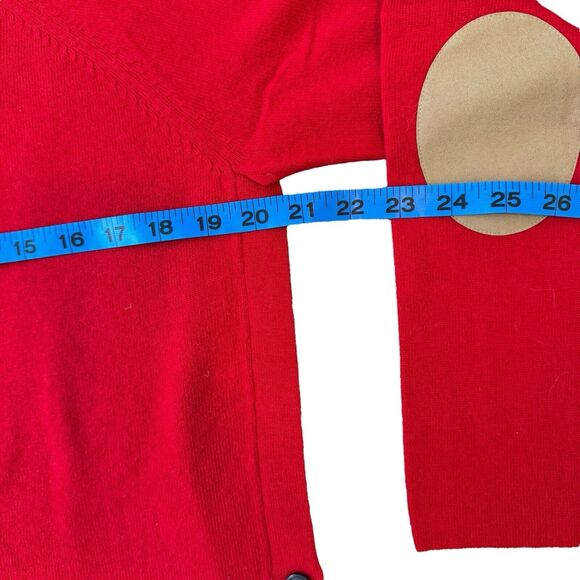 J.Crew Sweater Womens SZ L Bright Red Orange Color Block Wool Side Button Preppy - Picture 8 of 12